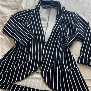 Striped Black and White Women's Blazer